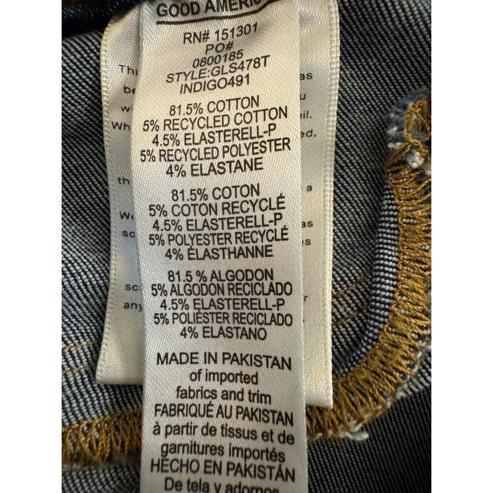 Good American Good Legs Straight Pull-On High Rise Jeans Sz 3 Indigo Wash 27.5" - Picture 11 of 12